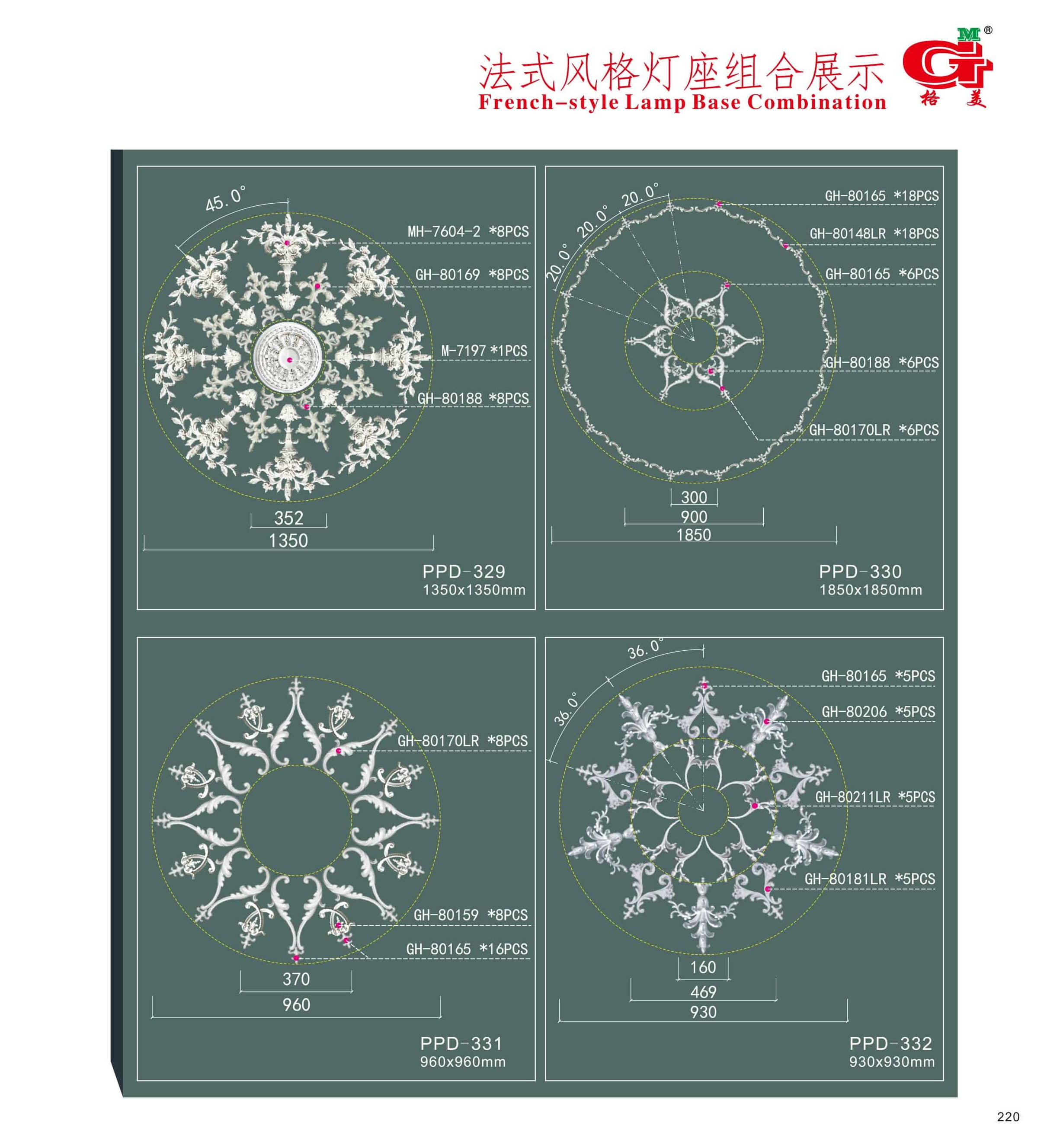 法式风格组合灯座