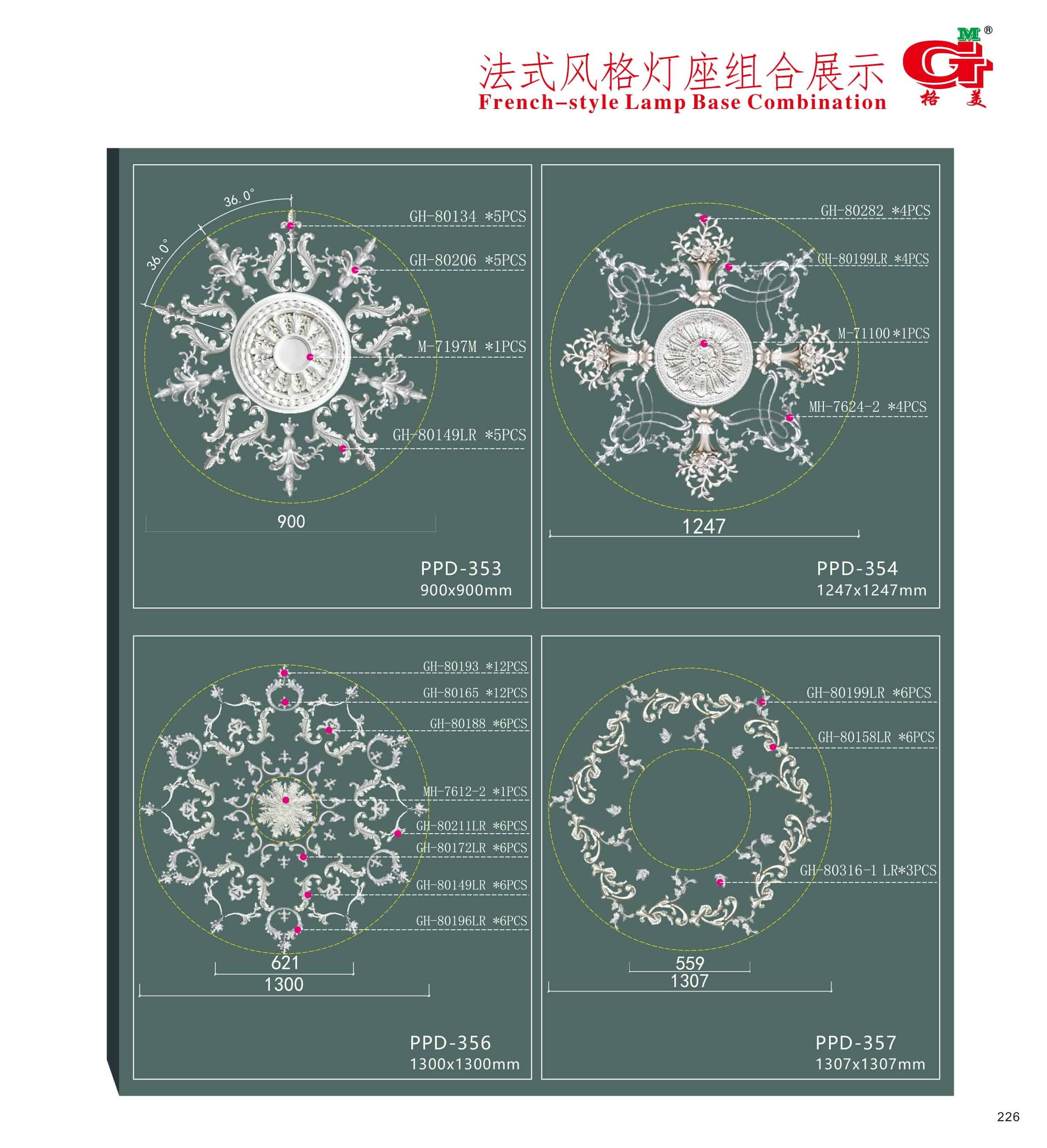 法式风格组合灯座